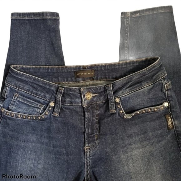 SILVER jeans Suki dark wash midrise skinny jeans - Picture 3 of 6